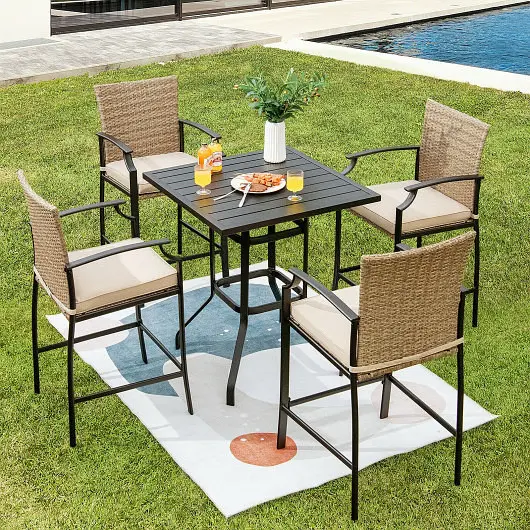 Costway 32 Inches Outdoor Steel Square Bar Table Powder-Coated Tabletop, NP10141-12