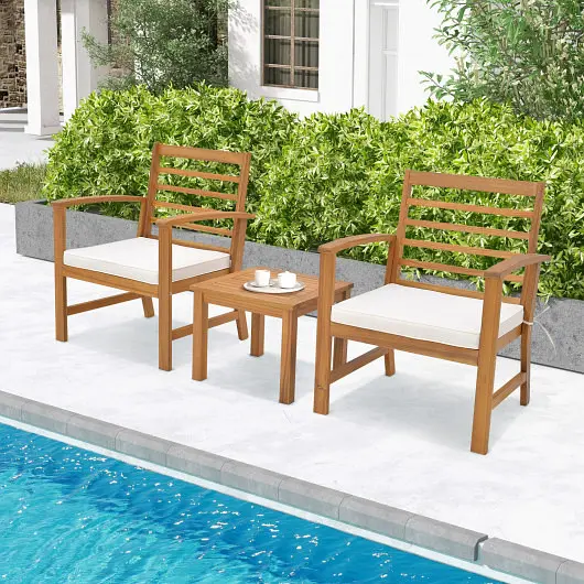 Costway 3 Individual Outdoor Furniture Set Soft Seat Cushions, Pure White, HW72089WH