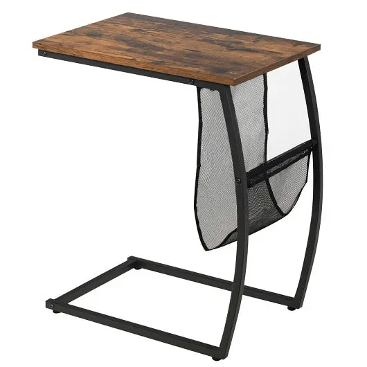 Costway C, Influenced Vintage End Table Side Pocket and Metal Frame, HW65711
