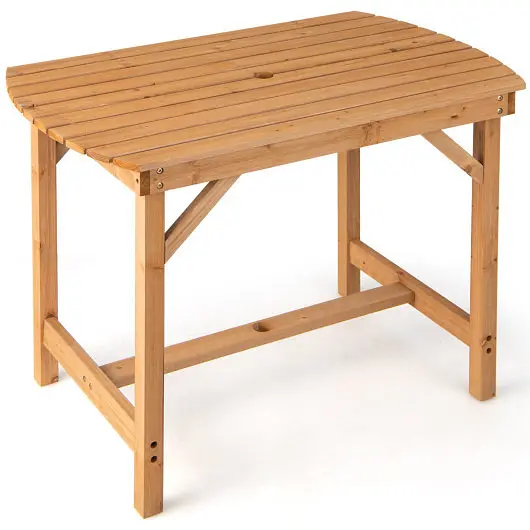 Costway Outdoor Fir Wood Dining Table 1.5 Inch Umbrella Hole, NP10923BN