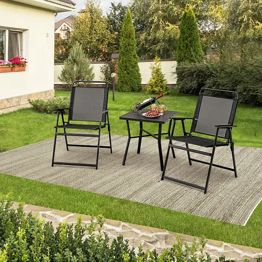 Costway Outdoor Folding Chairs Breathable Seat, Set 6, NP11144DK-6