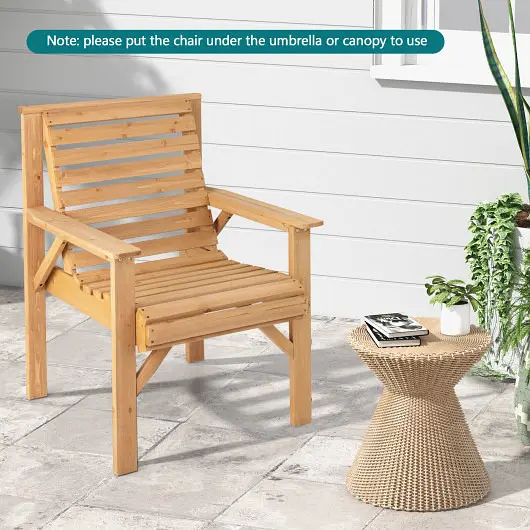 Costway Outdoor Solid Fir Wood Chair Inclined Backrest, NP10921BN