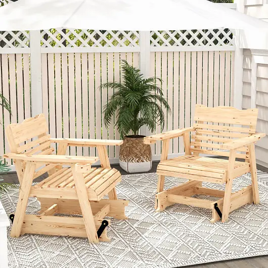 Costway Outdoor Wood Rocking Chair High Back and Widened Armrests, NP10720NA