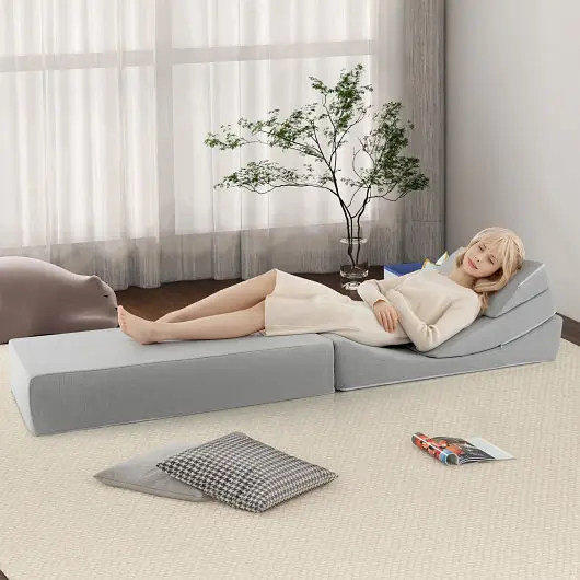 Costway Oversized 4--1 Convertible Folding Sofa Bed High-Density Foam, Graphite, HU10366LG