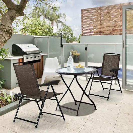 Costway Oversized 2 Pieces Folding Sling Chairs Carbon Steel Armrests and Adjustable Back Patio, OP3687-2