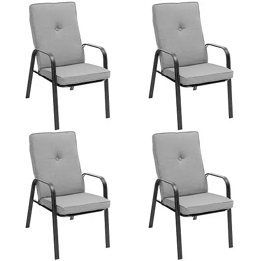 Costway 4 Patio Dining Stackable Chairs Set High-Back Cushions, NP10405-13