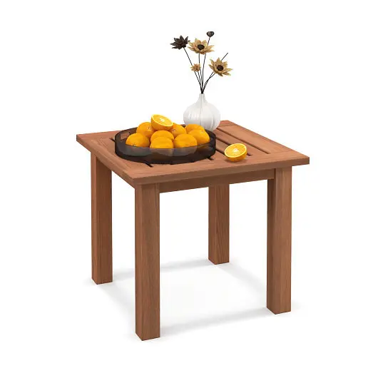 Costway Patio Hardwood Square Side Table Slatted Tabletop, HV10475