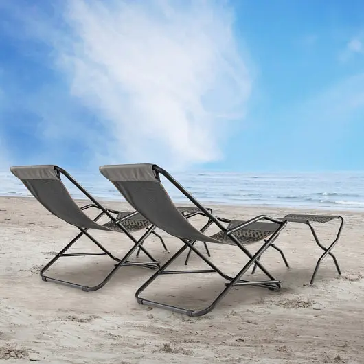 Costway Patio PE Wicker Rocking Chair Armrests and Metal Frame, Charcoal, NP11013GR