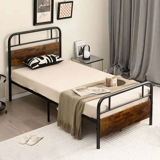 Costway Performance Bed Frame Industrial Headboard, Twin Size, HU10455-T