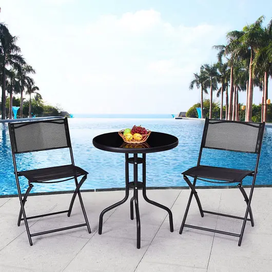 Costway 3 Pieces Folding Bistro Table Chairs Set Indoor and Outdoor, OP70446