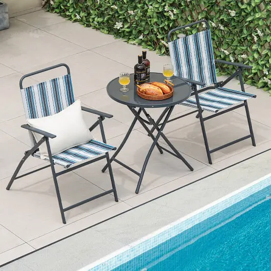 Costway 3 Pieces Outdoor Folding Chair Set Travel-friendly Folding Chair Set, NP11215