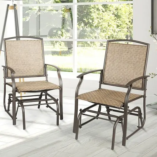 Costway 2 Pieces Patio Swing Single Glider Chair Rocking Seating, OP3906-2