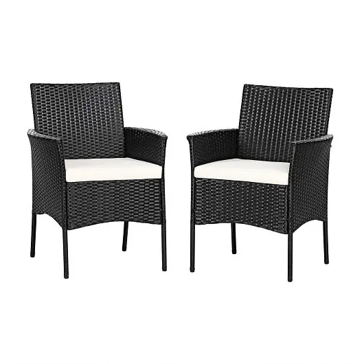 Costway 2 Pieces Patio Wicker Chairs Comfortable Seat Cushions, HW67787