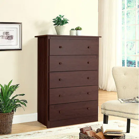 Costway Practical Storage Arranged Dresser 5 Drawer, Brown, HW63117BN