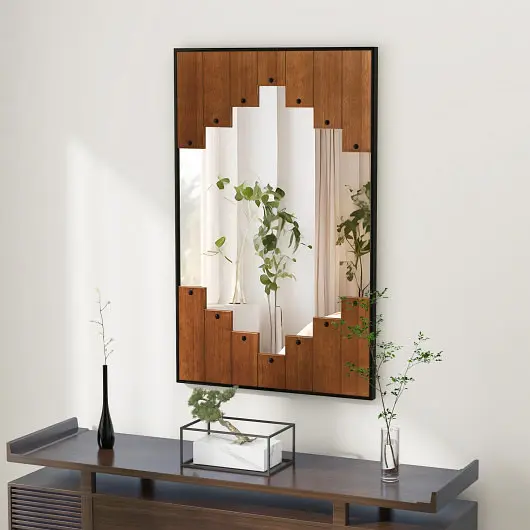Costway Proven 37.5" x 26.5" decorative Rectangle Wall Mirror Piano Key, Influenced Frame, Onyx, HZ10208DK