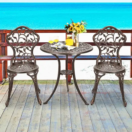 Costway Proven 3 Pieces Cast Aluminum Bistro Set, OP70770