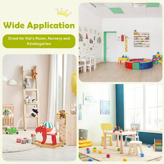 Costway Quick-Connect 5 Pieces Kids Pine Wood Table Chair Set-Clear, HY10046CS