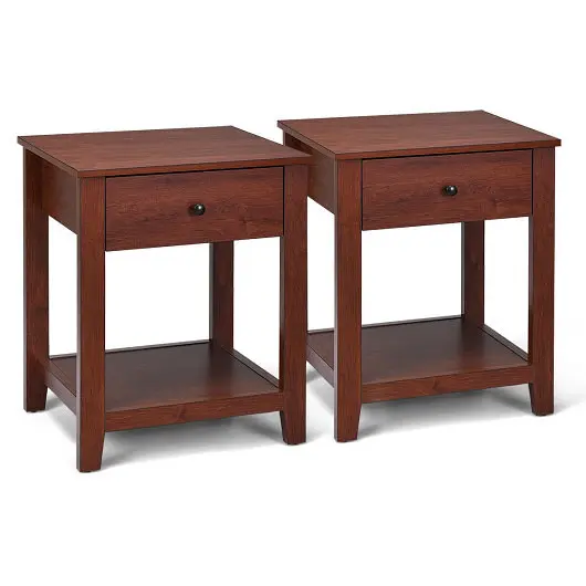 Costway Quick-Connect Set 2 Nightstand Storage Shelf and Pull Handle, HW61715-2