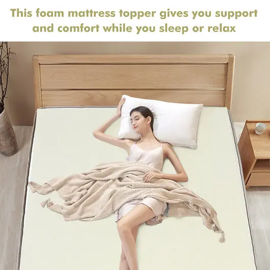 Costway Ready-to-Use 3-Inch Bed Mattress Topper Air Cotton All Night’s Comfy Soft Mattress Pad-Queen Size, HU10002-Q