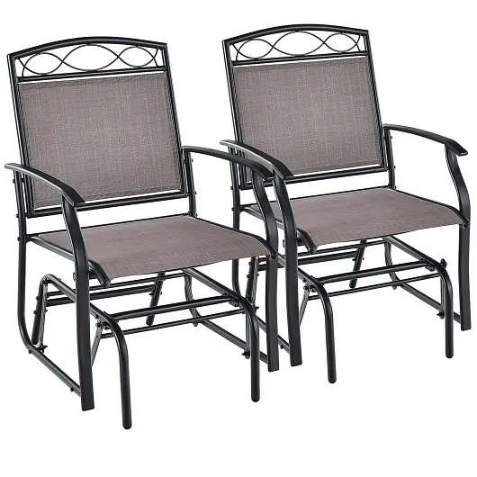 Costway Ready-to-Use Set 2 Outdoor Metal Glider Armchairs Weather-resistant Fabric, NP10952BN-