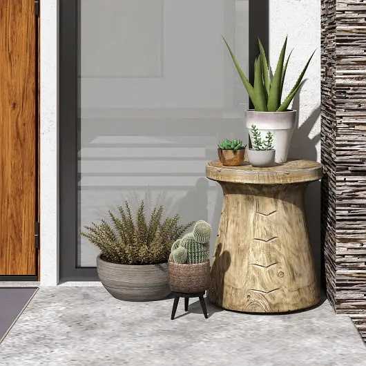 Costway Ready-to-Use Weather Resident Rock End Table Wood Grain Living Room, NP11263
