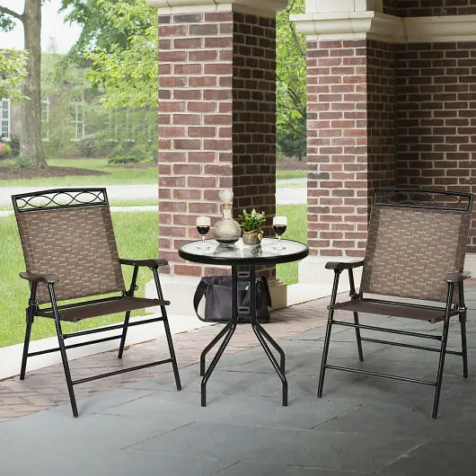 Costway Reflective Patio Dining Set Patio Folding Chairs and Table, OP70339
