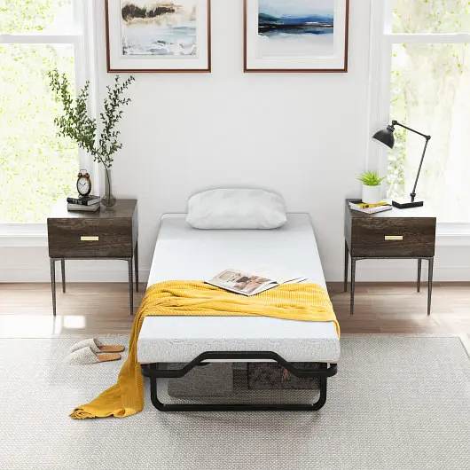 Costway Robust Twin Size Folding Bed Foam Mattress and Lockable Wheels, HU10423