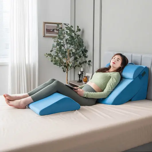 Costway Rugged 4 Pieces Orthopedic Bed Wedge Pillow Set Pain Relief, Cobalt, HU10432BL