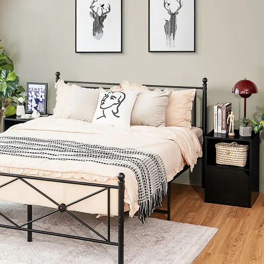 Costway Set 2 Nightstands Side End Table Living Room, Black, HU10131DK-2