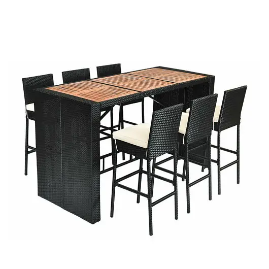 Costway Specialty 7 Pieces Patio Rattan Wicker Dining Furniture Set, HW68663B+