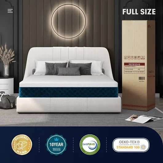 Costway Stylish 10 Inch Mattress Jacquard Fabric Cover Box-Full Size, HU10125-F