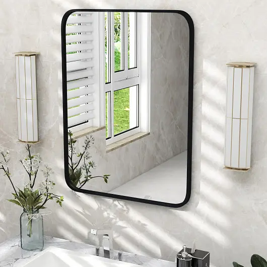 Costway Thick 24 x 32 Inch Minimalist Wall Mounted Rectangle Mirror, BA8047