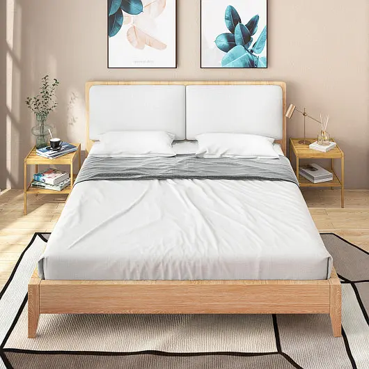 Costway Time-Tested 2 Pieces 2 Tiers Bamboo Nightstand Living Room Bedroom, Plain, CB10426NA-2