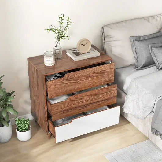 Costway Tool-Free Rustic Farmhoutilize Wooden Storage Dresser Bedroom Living Room, Brown, JV11470BN