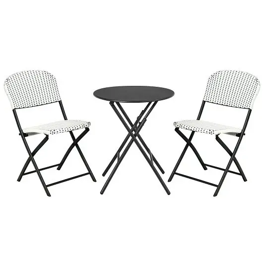Costway Top-Quality 3 Individual Patio Rattan Bistro Set Round Dining Table and 2 Chairs, NP10072