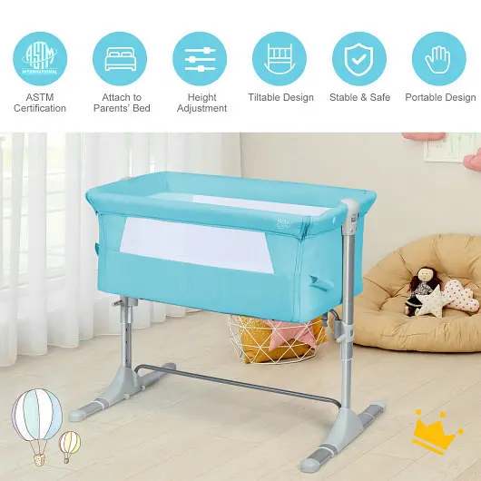 Costway Travel Travel-friendly Baby Bed Side Sleeper Bassinet Crib Carrying Bag, Green, BB5339GN