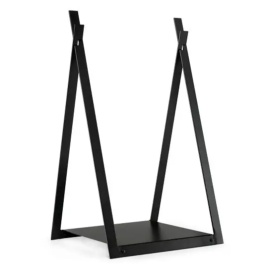 Costway Triangle Firewood Rack Raised Base Fireplace Fire Pit, Midnight Black, HV10295DK