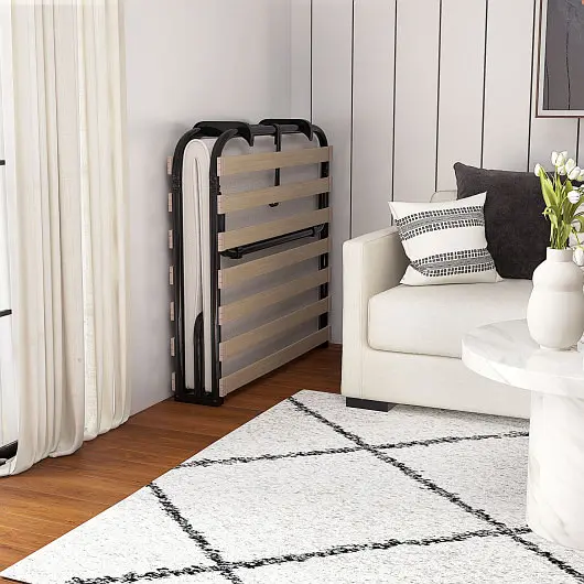 Costway Twin Size Folding Guest Bed Memory Foam Mattress Made Italy, HW66382