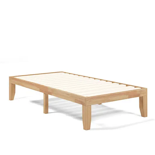Costway Twin Size 14 Inch Wooden Slats Bed Mattress Frame, Unfinished, HW63258NA