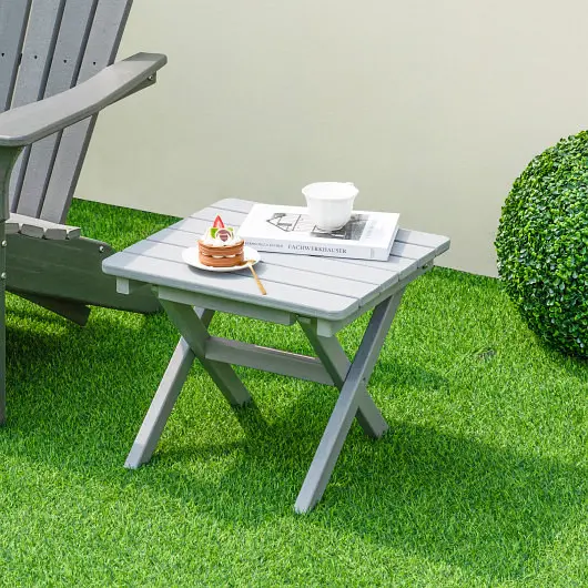 Costway UL-Listed Outdoor Folding Side Table Foldable Weather-Resistant HDPE Adirondack Table, Gray, NP11200GR