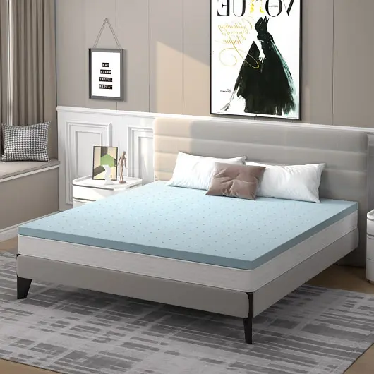 Costway Ultra-Strong 4 Inch Gel Injection Memory Foam Mattress Top Ventilated Mattress Double Bed-King Size, HU10052-K