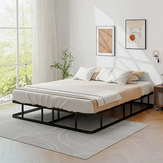 Costway Ultra-Strong Queen Size Bed Frame Metal Slat Substantiate, HU10466
