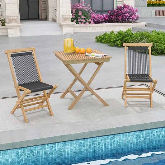 Costway Unique 27.5 Inch Patio Bistro Table Slatted Tabletop and Robust Wood Frame, JV11352