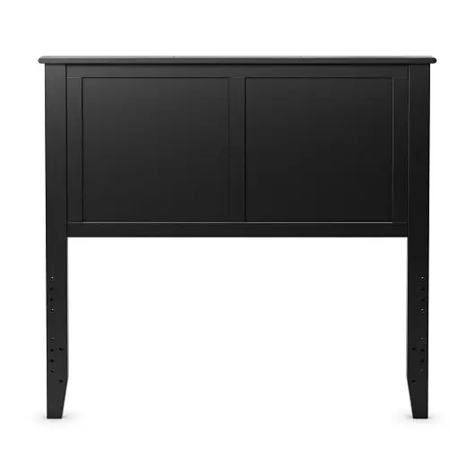 Costway Unique Solid Wood Flat Panel Headboard Twin, Size Bed, Black, HU10198BK