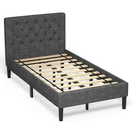 Costway Upholstered Bed Base Button Stitched Headboard, HU10018