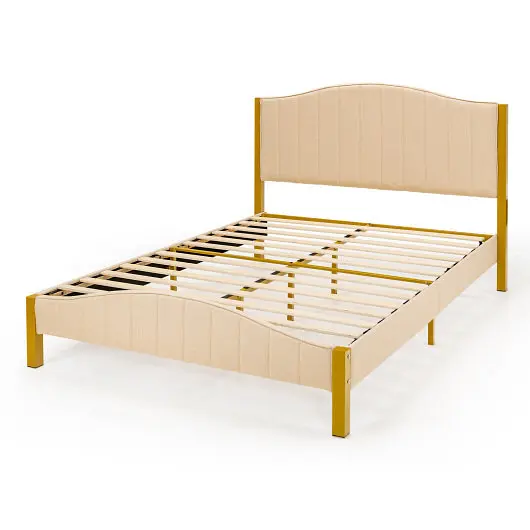 Costway Upholstered Bed Frame Quilted Headboard, Queen Size, HU10305BE-Q
