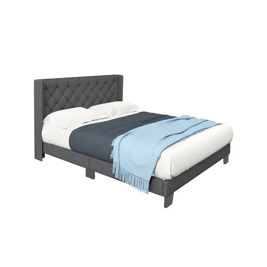 Costway Upholstered Platform Bed Button Tufted Headboard, Queen Size, HU10494-Q