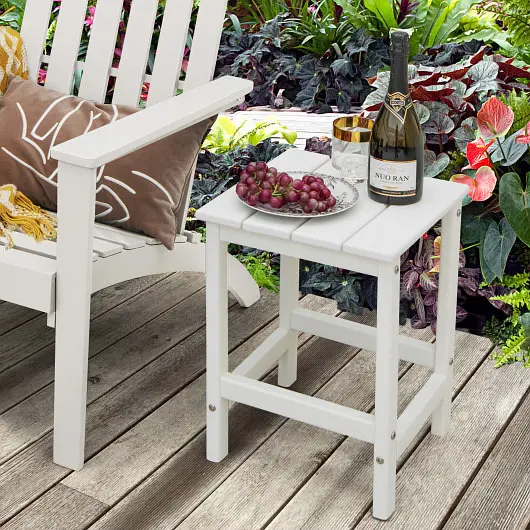 Costway User-Friendly 14 Inch Square Weather-Resistant Adirondack Side Table, White, NP10939WH