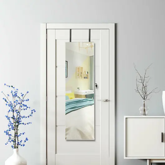 Costway Wall and Door Mounted Mirrored Jewelry Cabinet Lights, White, HW59104WH