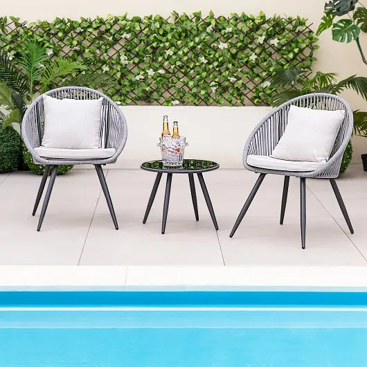 Costway Waterproof 3 Piece Patio Furniture Set Seat and Back Cushions, Slate Gray, NP11340GR